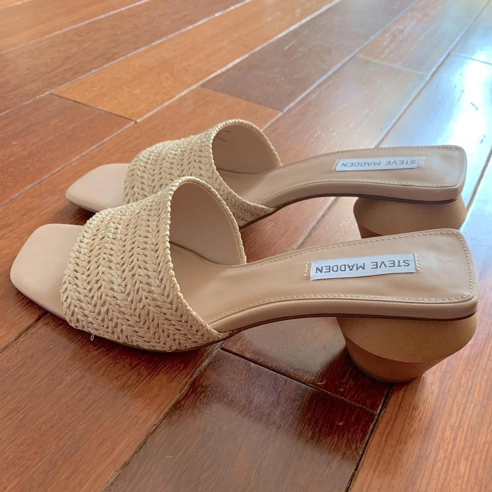 Steve Madden Curved Raffia Sandal Sz 9
